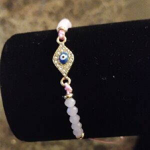 Gold and Pink Evil Eye Bracelet